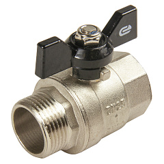 Кран шар. для воды 1" г/ш бабочка,  никель,  ONDO Кран шар. для воды 1" г/ш бабочка,  никель,  ONDO