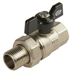 Кран шар. для воды 1/2" с накид. гайкой бабочка,  никель,  ONDO Кран шар. для воды 1/2" с накид. гайкой бабочка,  никель,  ONDO